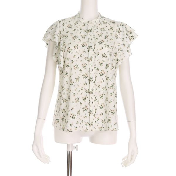 小花柄ラッフルスリーブブラウス