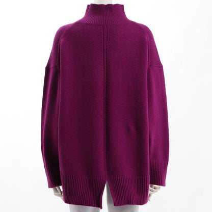 バックスリットデザインドロップショルダーニット