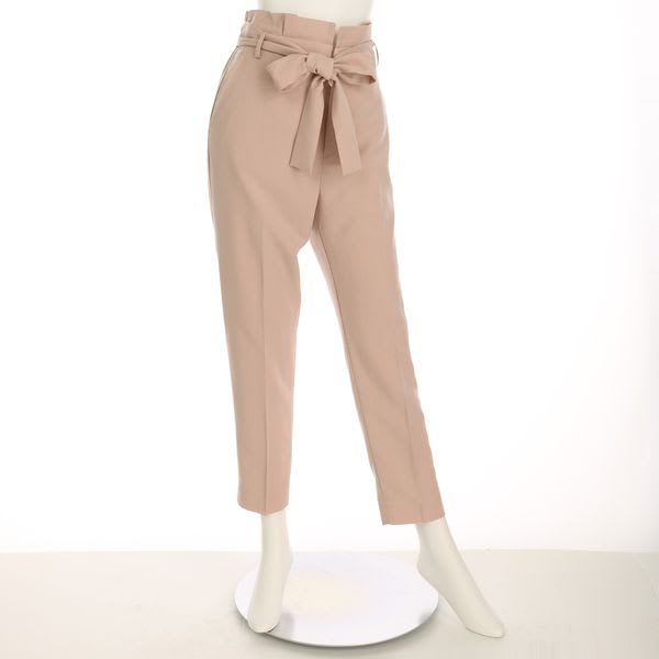 ハイウエストリボンベルト付きテーパードパンツ