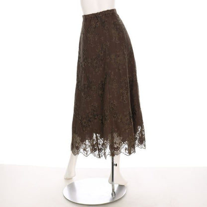 起毛小花柄レーススカート