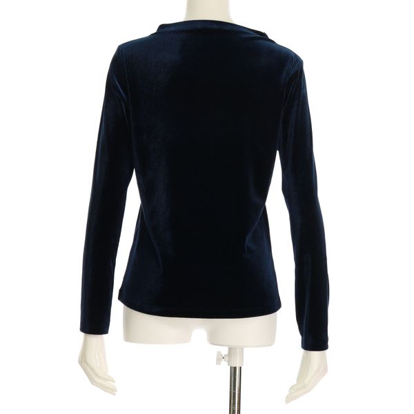 針抜きベロアオフネックカットソー