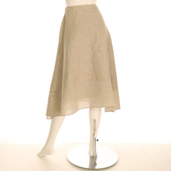 リネン混ストライプイレギュラーヘムスカート