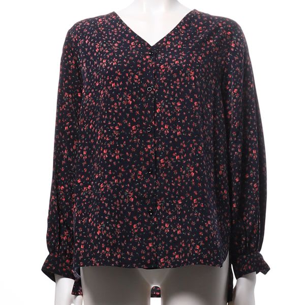 小花柄フロントボタンブラウス