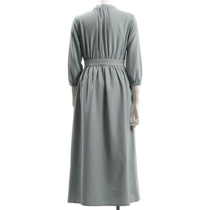 フロントボタンギャザーワンピース