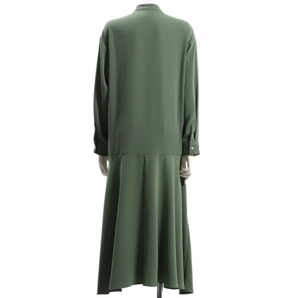 切り替えフレアラインフロントボタンワンピース