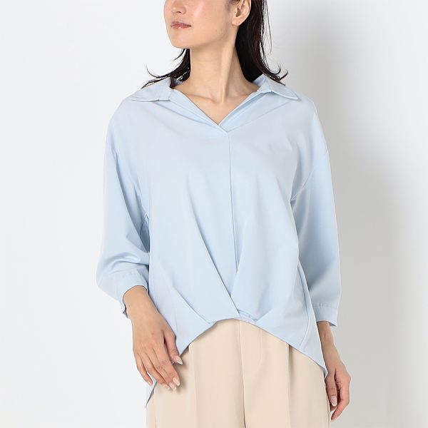 裾タックスキッパーブラウス