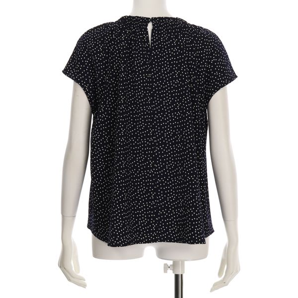 ドット柄ギャザーネックブラウス