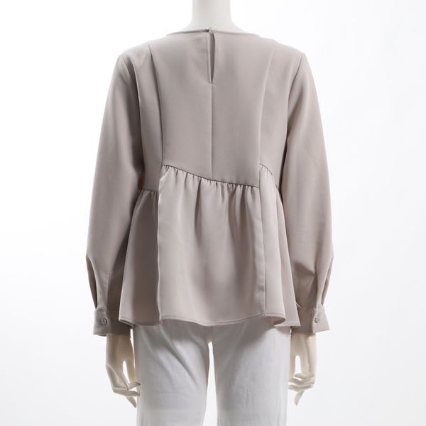 異素材切替デザインペプラムブラウス