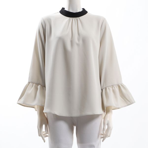バイカラー袖ブラウス