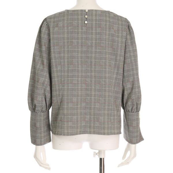 カフス袖グレンチェックブラウス