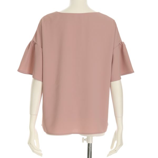 オープンフロントネックフレアスリーブブラウス