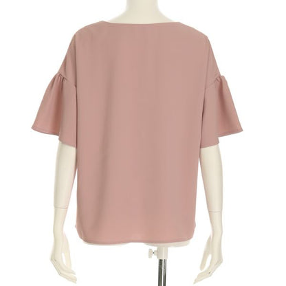 オープンフロントネックフレアスリーブブラウス