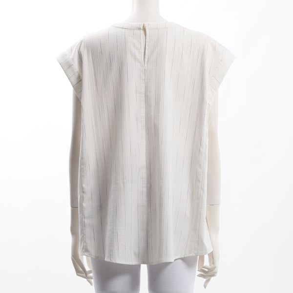 ストライプ柄クルーネックブラウス