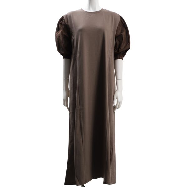 シアーパフクルーネックワンピース