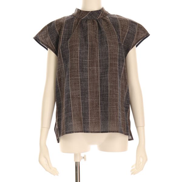 太めストライプ柄ブラウス