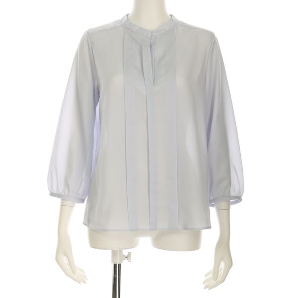 フロントタック入りスタンドカラーブラウス