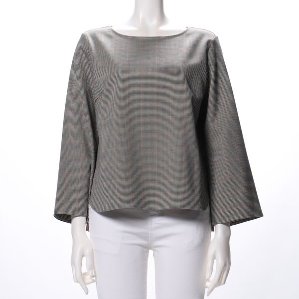 前後異素材ミックスチェックプルオーバー