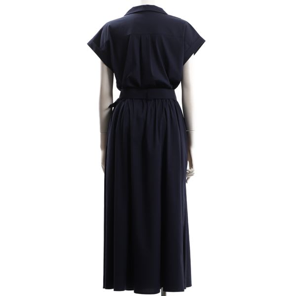 ダブルボタンデザインベルト付きワンピース