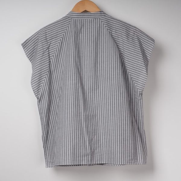 オープンフロントネックバンドカラーシャツ