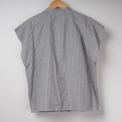 オープンフロントネックバンドカラーシャツ