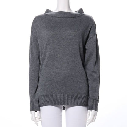 ネックデザインニット