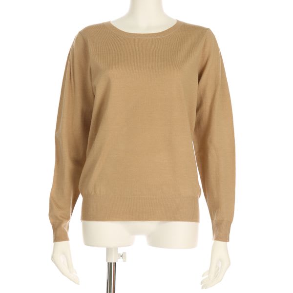 パフスリーブラウンドネックニットプルオーバー