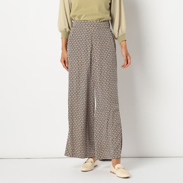 モノグラム風プリントワイドパンツ