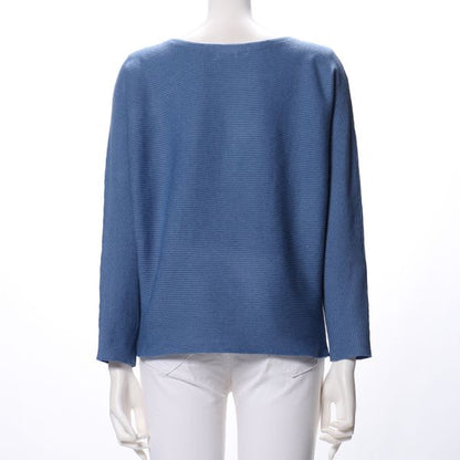 横リブボートネックニット