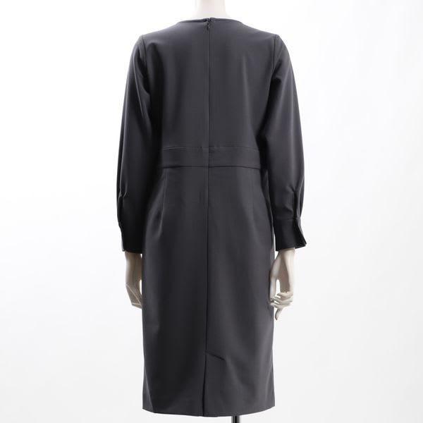 ウエスト切り替えラインオープンフロントネックワンピース