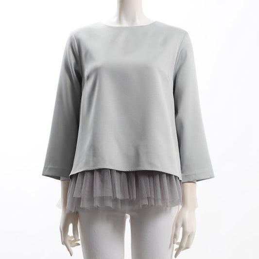 裾チュールレイヤード風ブラウス