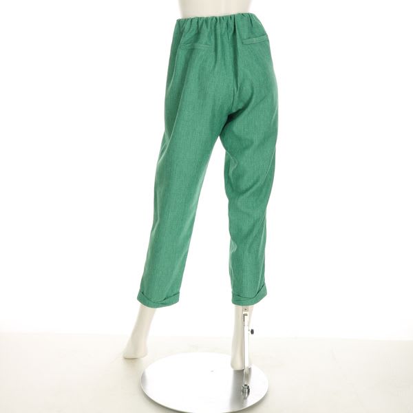 麻調シャンブレーテーパードパンツ