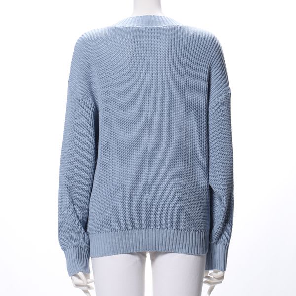 ドロップショルダーオープンフロントネックニット