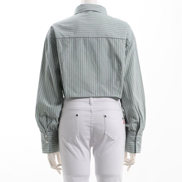 ストライプ柄短丈シャツ