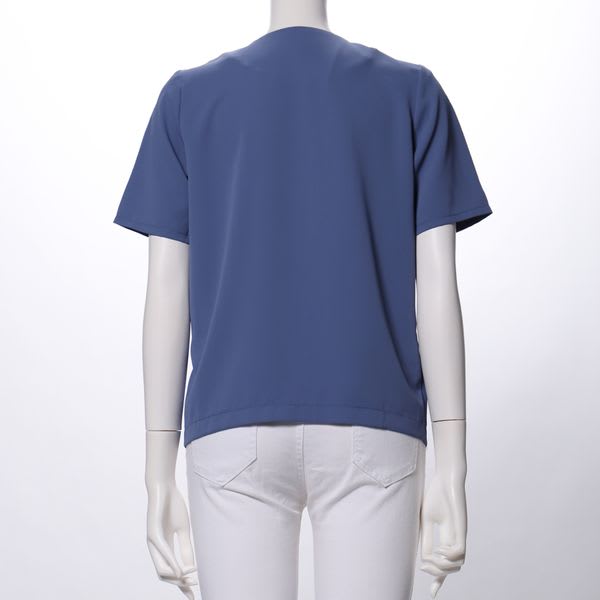 肩タックバーボタンブラウス