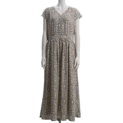 シフォンフラワープリントVネック総柄ワンピース