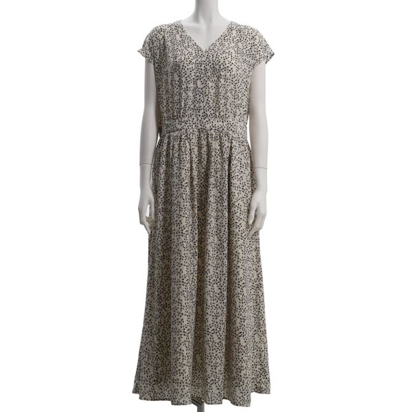 シフォンフラワープリントVネック総柄ワンピース