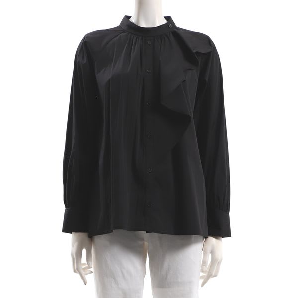 フリルデザインスタンドカラーブラウス