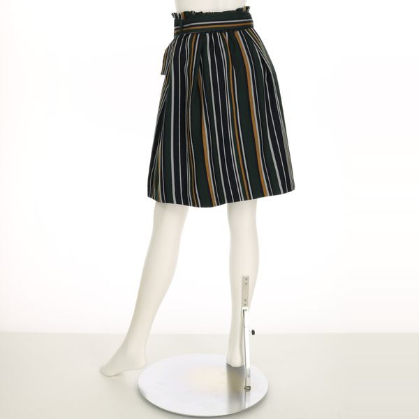 ストライプ柄ベルトアクセントスカート