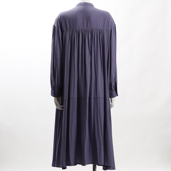 ギャザードネックバンドカラーワンピース