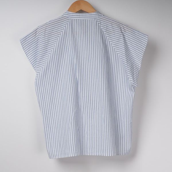 オープンフロントネックバンドカラーシャツ