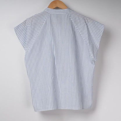 オープンフロントネックバンドカラーシャツ