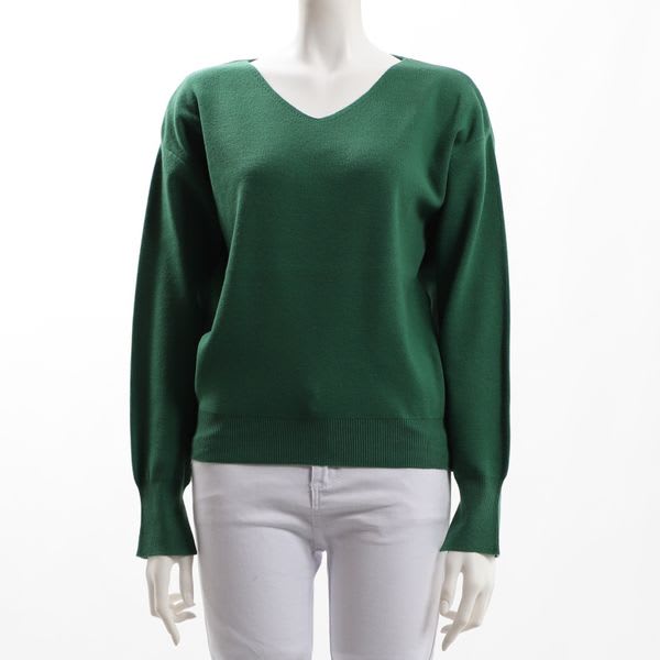 袖スリットVネックニット