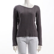 アシンメトリーネックリブニットトップス