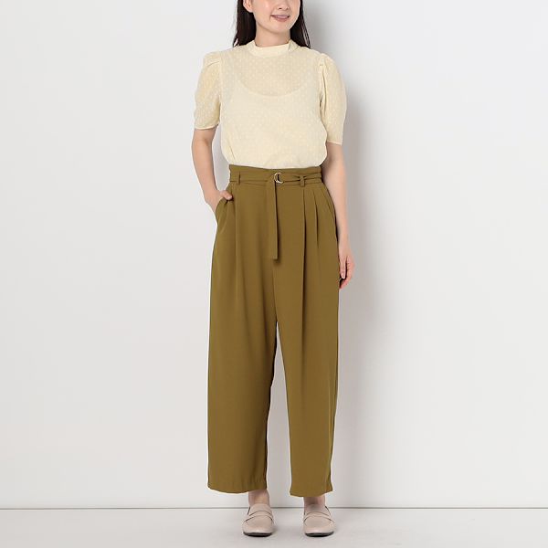 ベルト付きワイドパンツ