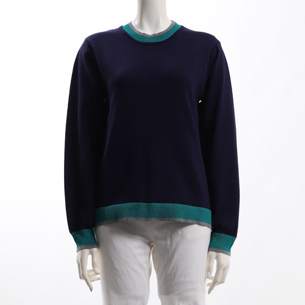 配色デザインクルーネックニット