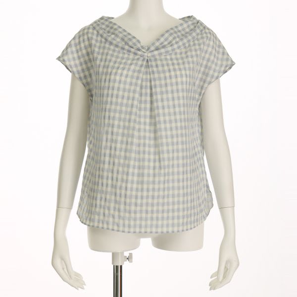 ギンガムチェックタックブラウス