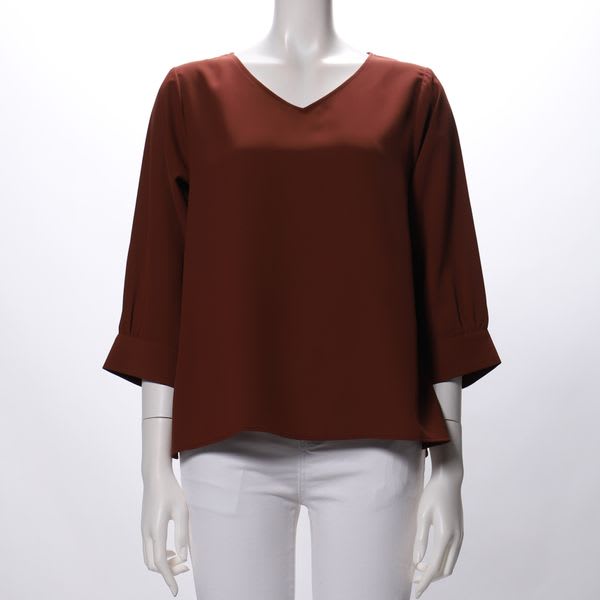 サイドスリットVネックブラウス