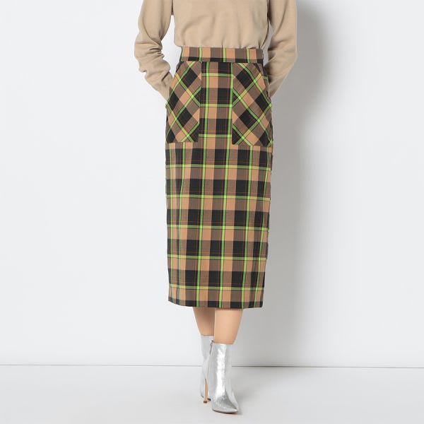チェック柄タイトスカート