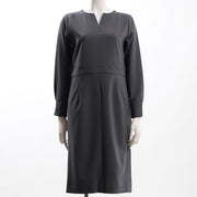 ウエスト切り替えオープンフロントネックワンピース