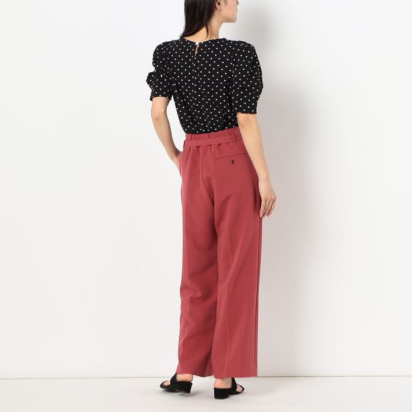 ドットプリントパフスリーブブラウス